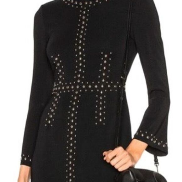 A.L.C. Black Studded Party Evening Shift Dress 2 - Picture 3 of 9